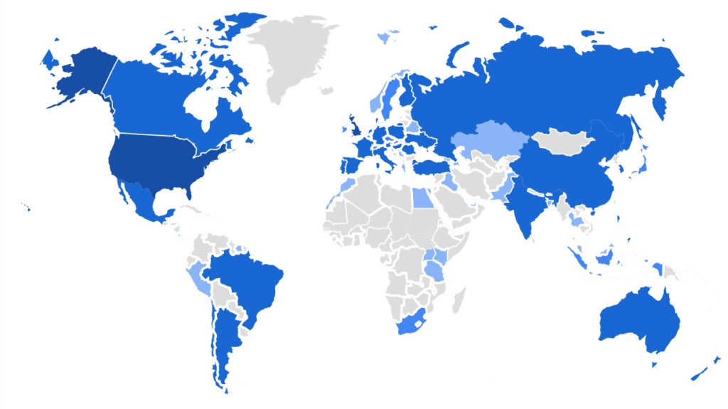 Site visitor map for 2022